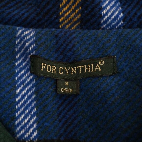 For Cynthia Womens S Button Down Wool Blend Plaid Jacket Coat - Picture 7 of 9